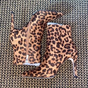 Forever 21 Leopard Print Suede Booties
